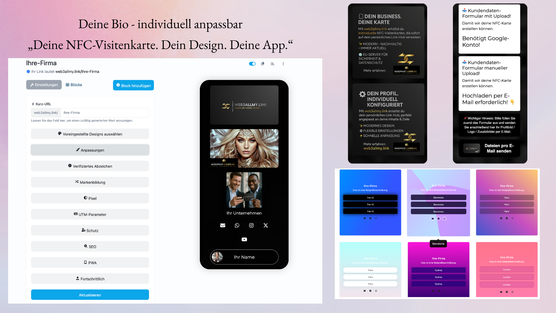 Screenshot of the app biolink editing page
